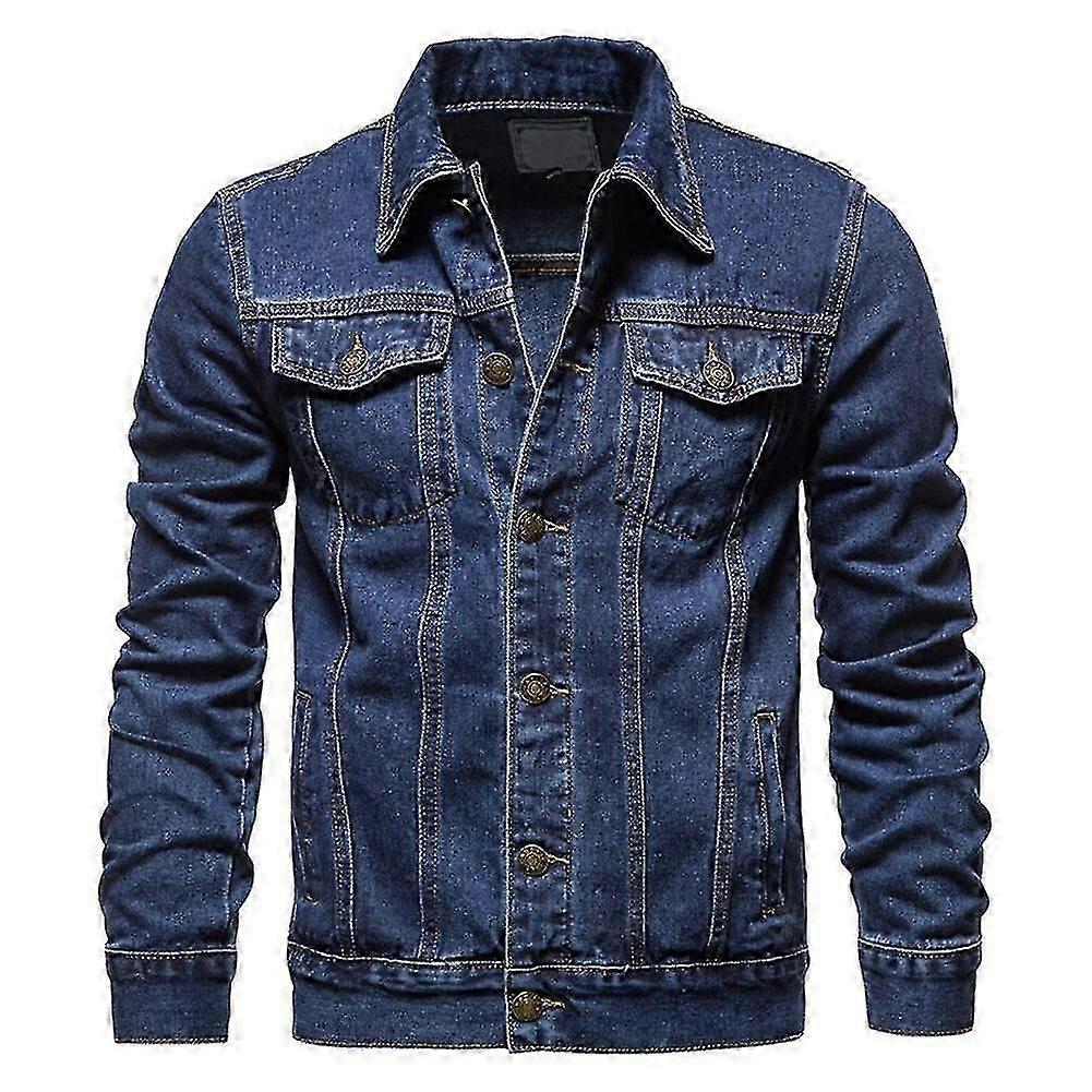 Mens Classic Lapel Button Denim Jacket
