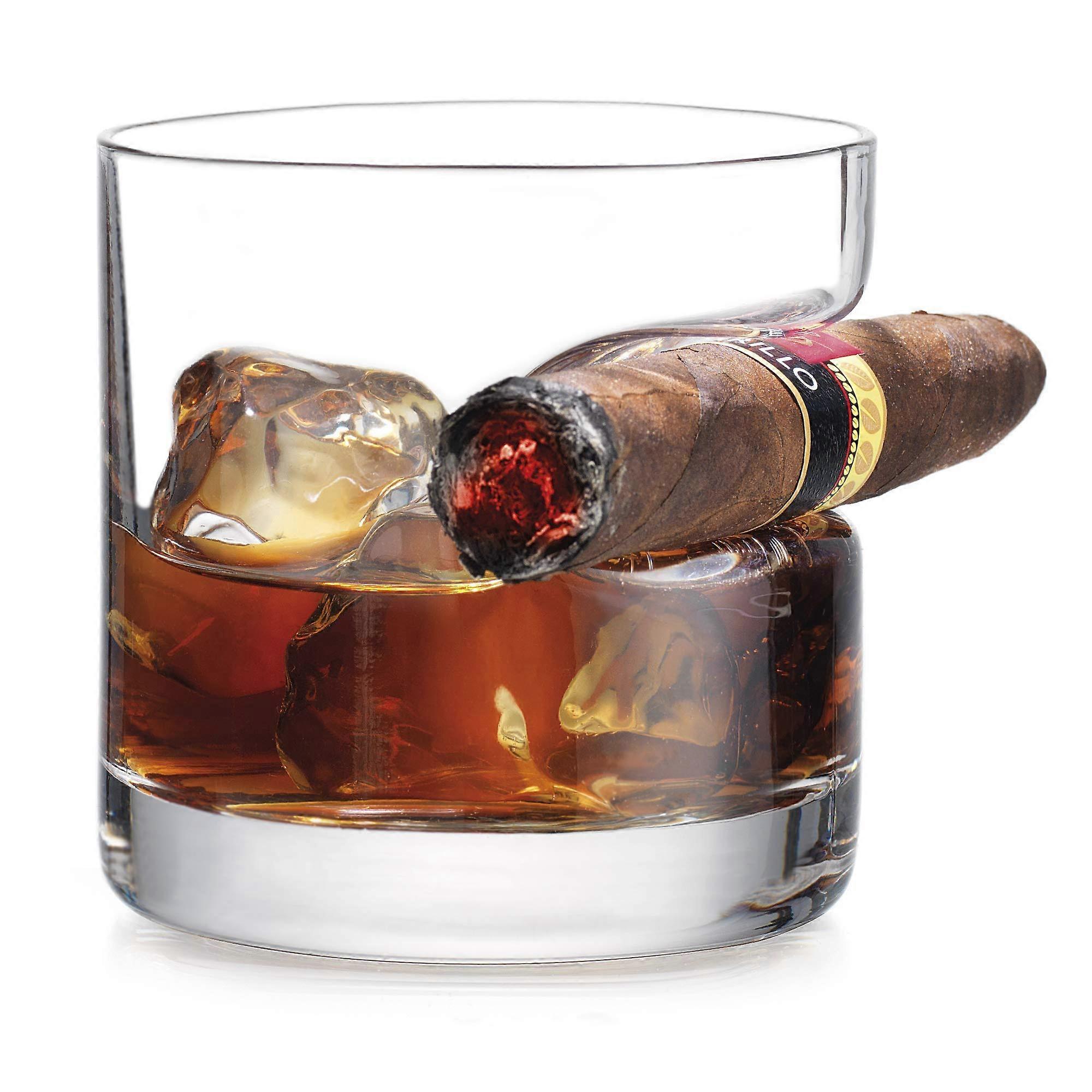 Cigar Whiskey Glass with Cigar Rest, Handcrafted Crystal Design, 10 oz Capacity, Perfect for Whiskey Enthusiasts