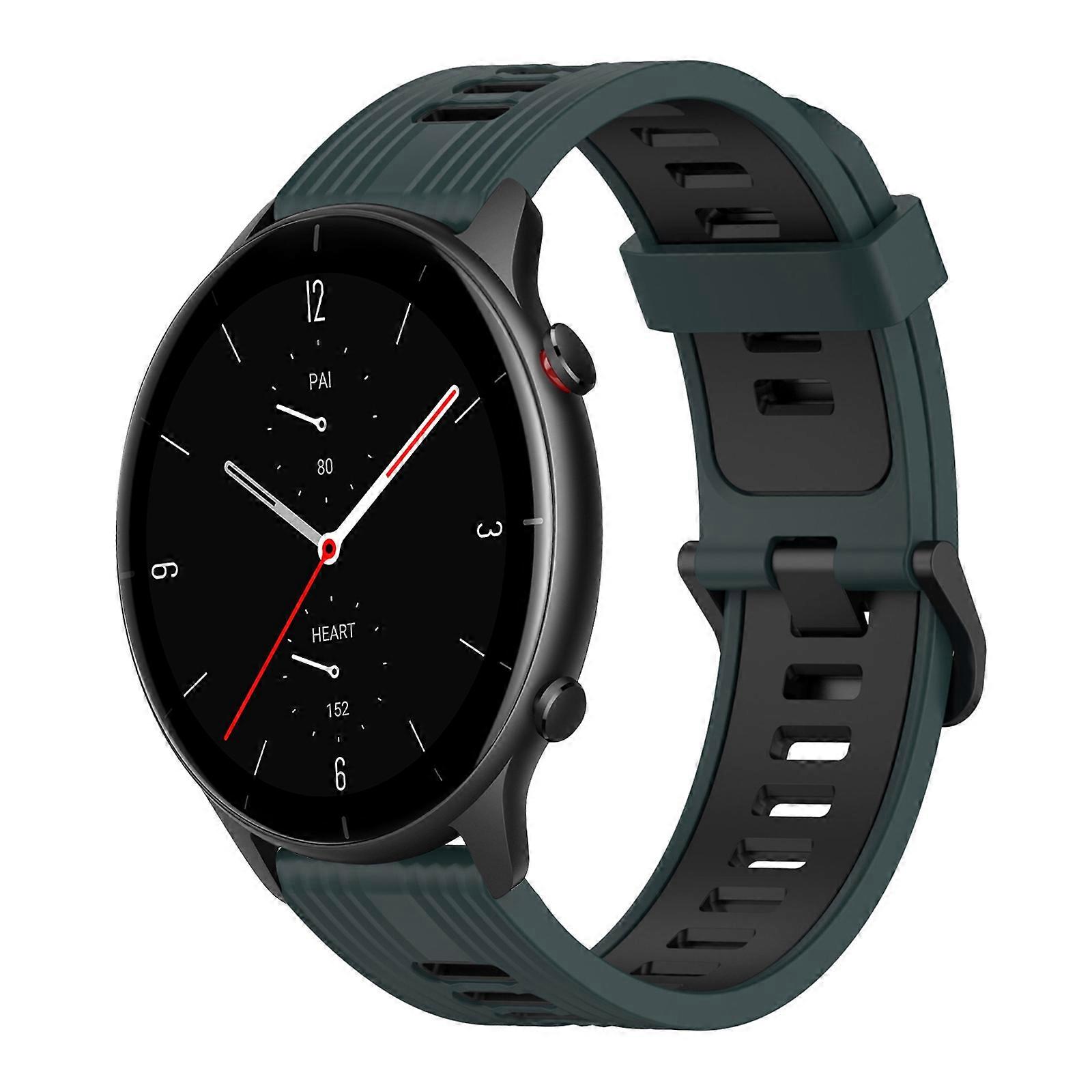 For Amazfit GTR 2e 22mm Vertical Pattern Two-Color Silicone Watch Band