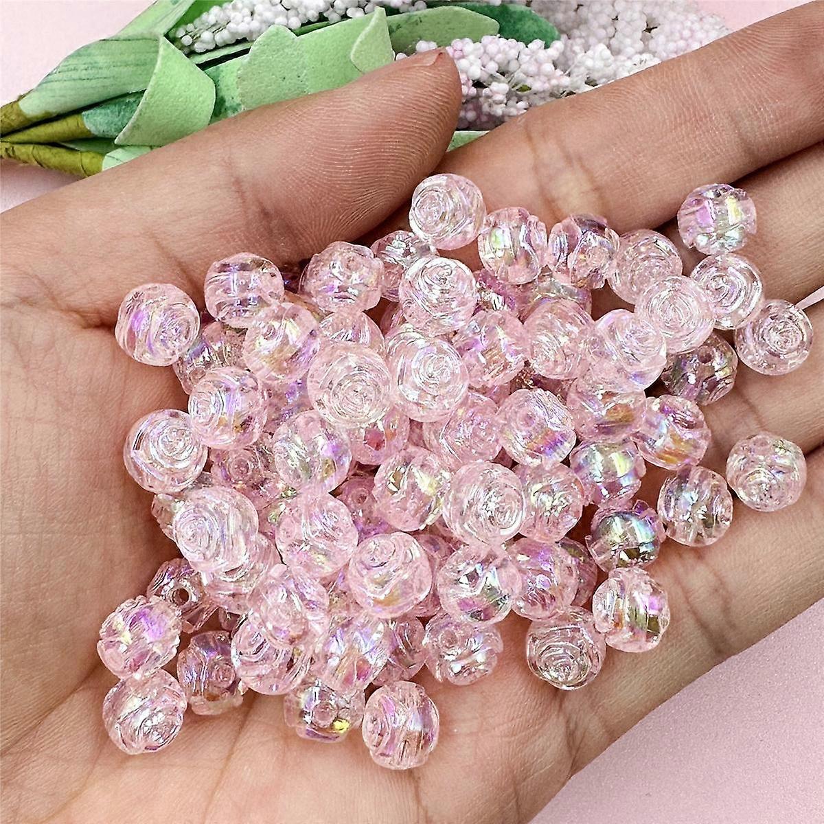 Creative 100pcs Double-sided 8mm Acrylic for Necklace Beading Material Small Rose Beads Bracelet Earrings Making DIY