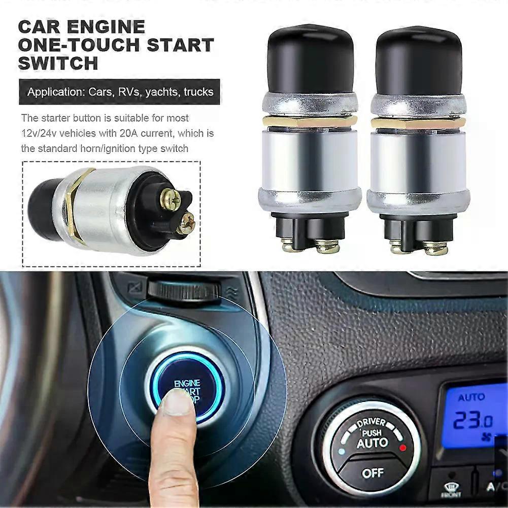 1 Pair 50A Car Engine One Button Actuation Switch 12V Button For Horn Engine Start Waterproof Replacement Clamp