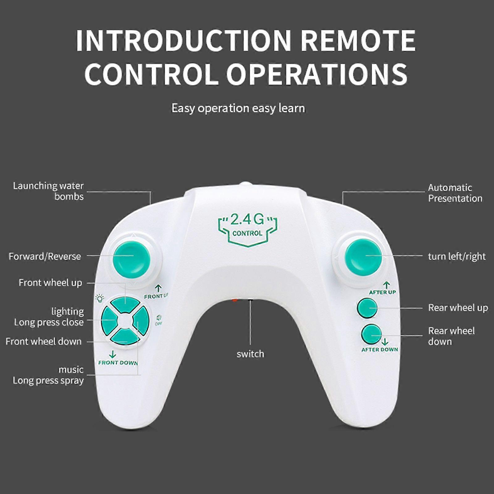 Remote Control Car, 360 Rotating Remote Control Spray Tank Toy Shooting Water Bomb, 2.4G Rechargeable Gesture Sensing Remote Control Stunt Car with 2 