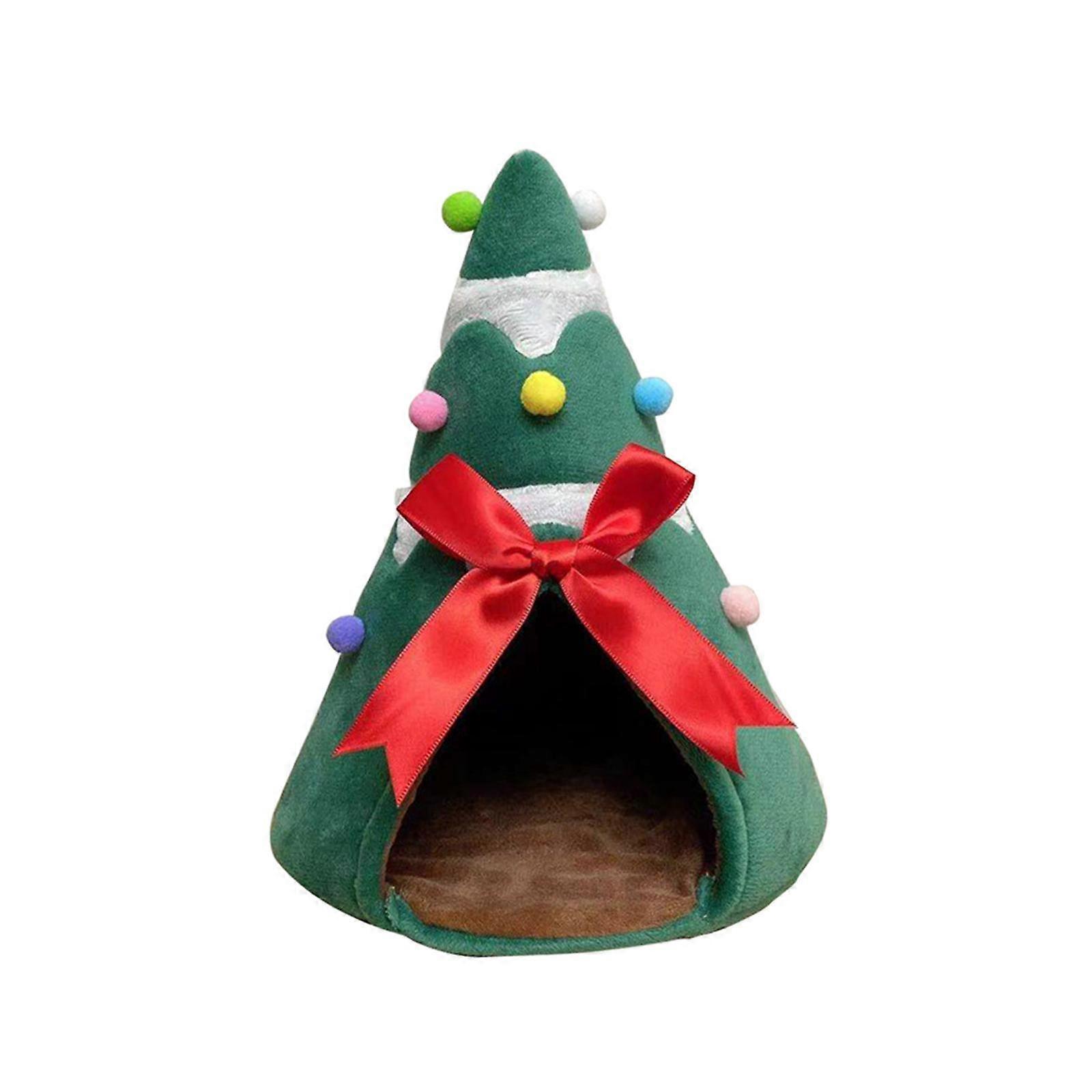 Dog Bed Christmas Tree Shape Comfortable Washable for Relaxing