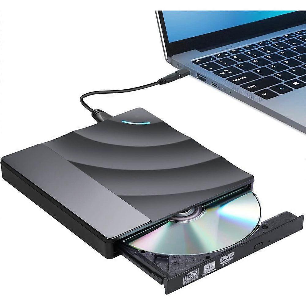 Usb 3.0 Type-c Portable Cd Dvd Drive Burner Player Reader Writer, Led Light Design Compact And Portable External Dvd Drive With Strong Error