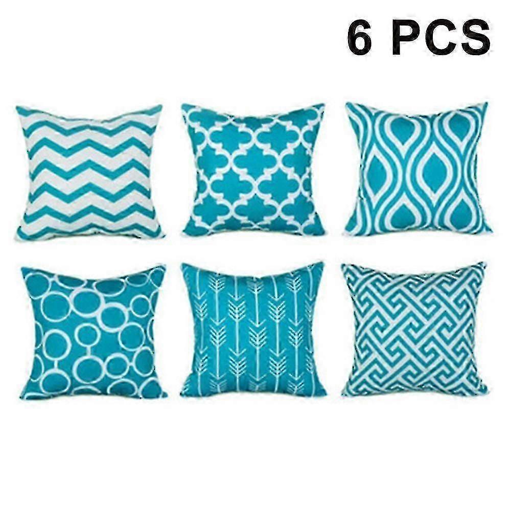 Cushion Cover Set Of 6, Decorative Geometric Pattern Cushion Cover