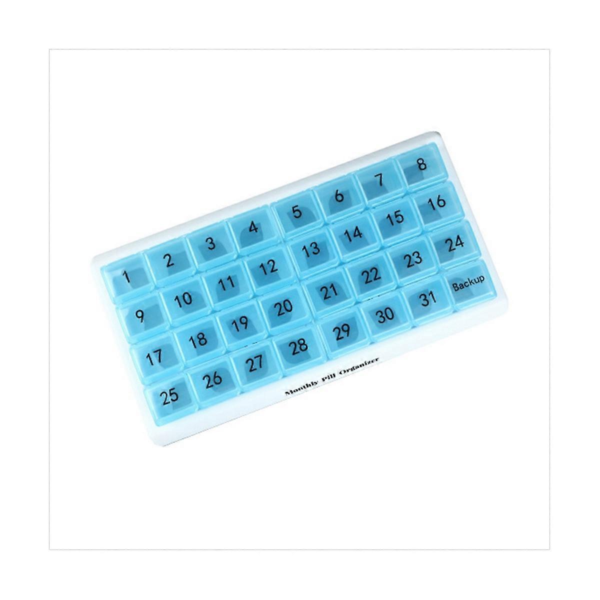 Monthly Pill Organizer 31 Compartments, Pill Organizer,Blue