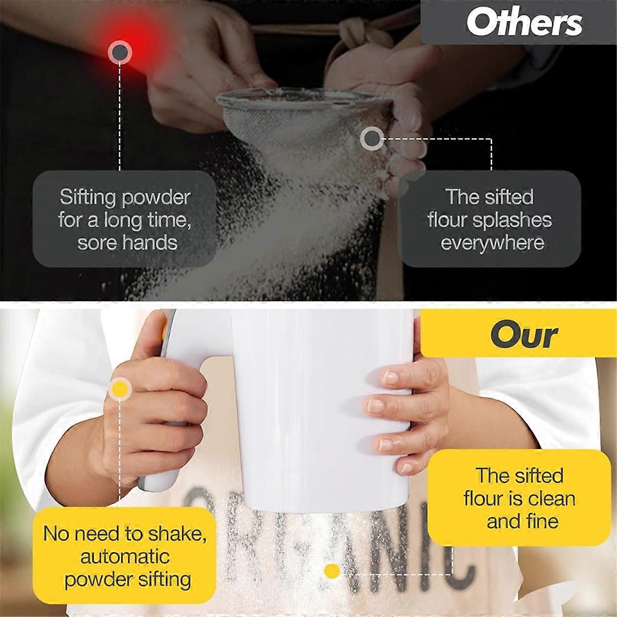 Battery Operated Flour Sifter for Baking with Dough Scraper