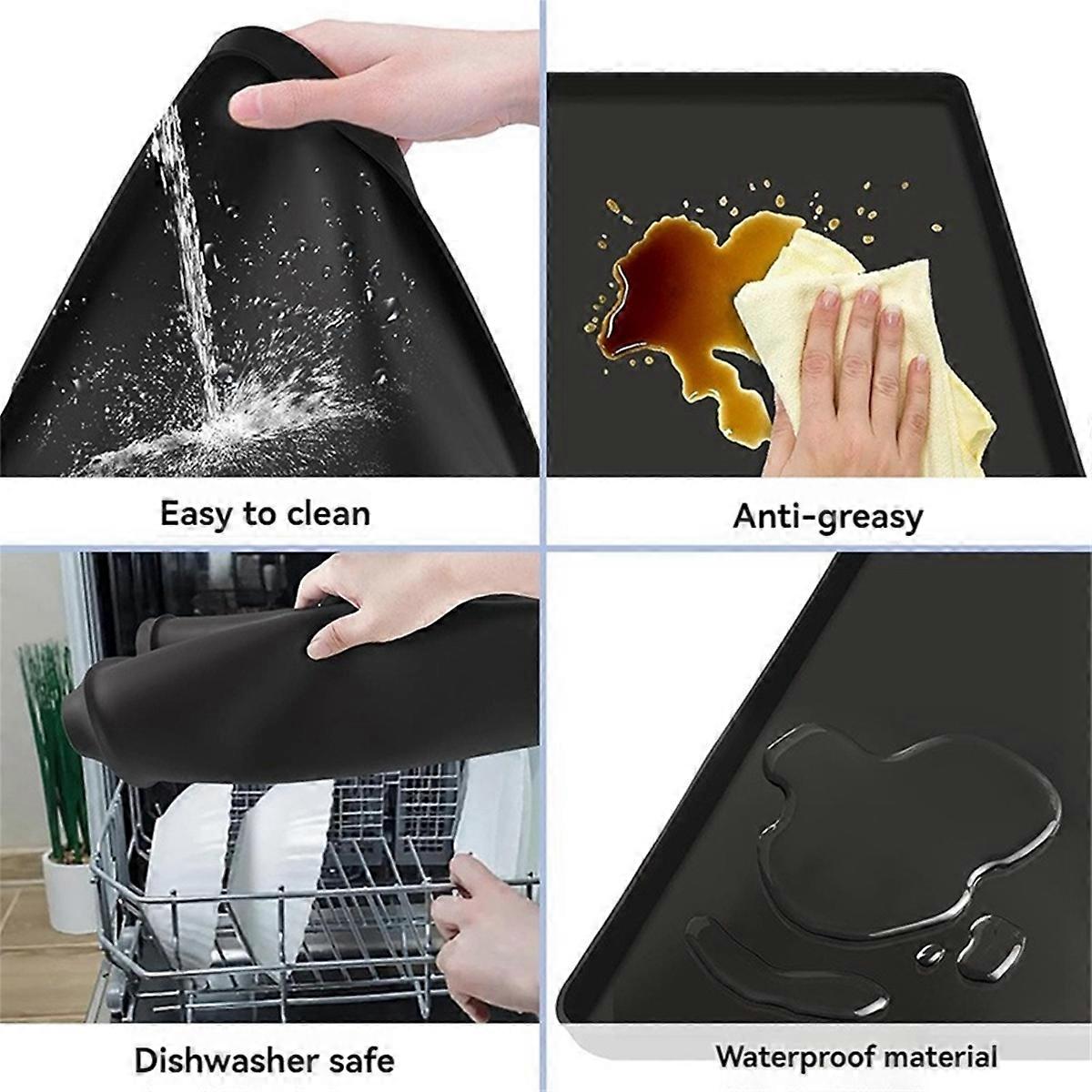 Refrigerator Floor Protector,Mini Silicone Mat,Fridge Under Mat,Black