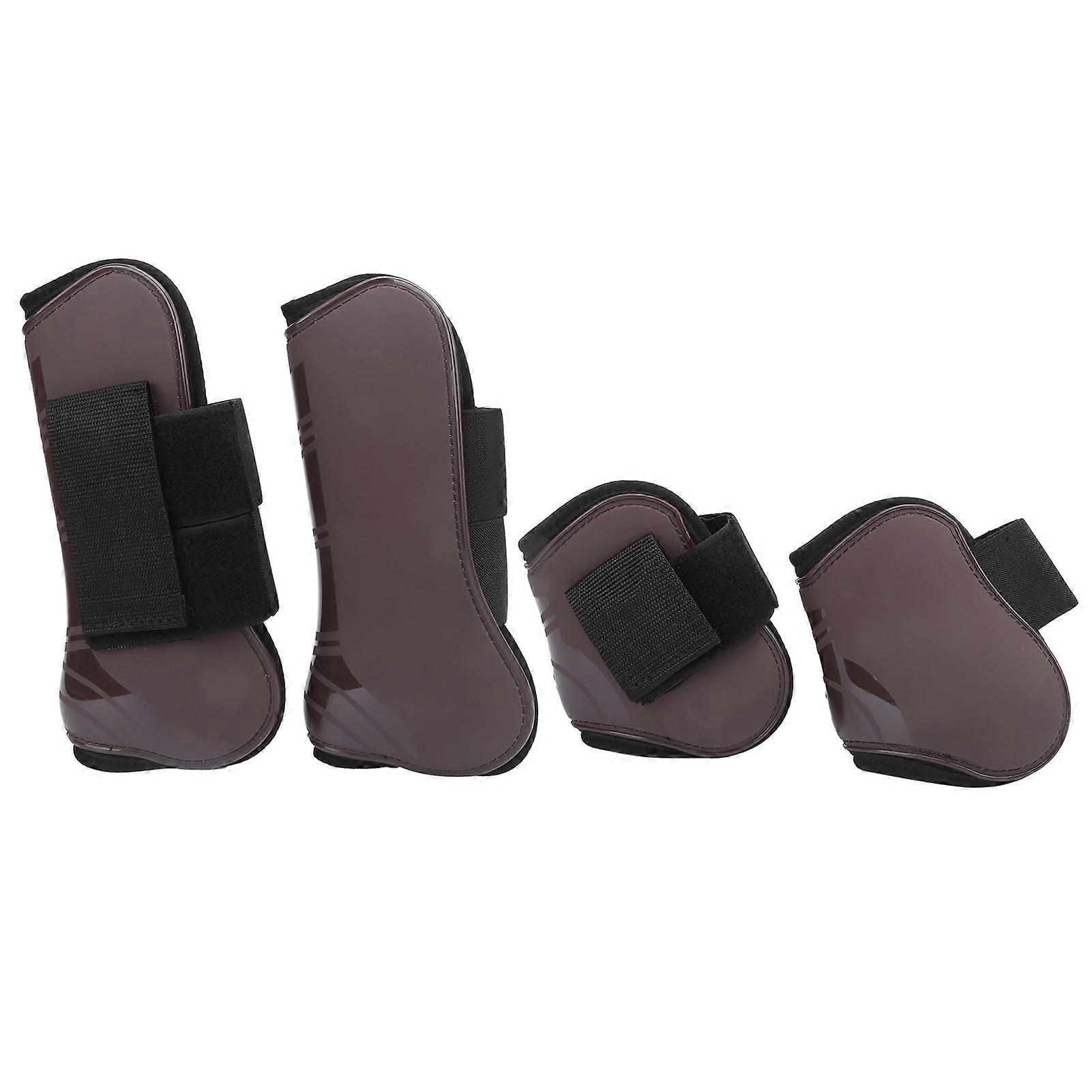 1Set Horse Tendon Boots PU Elastic Thickened Adjustable Horse Leg Protector with Nylon Hook