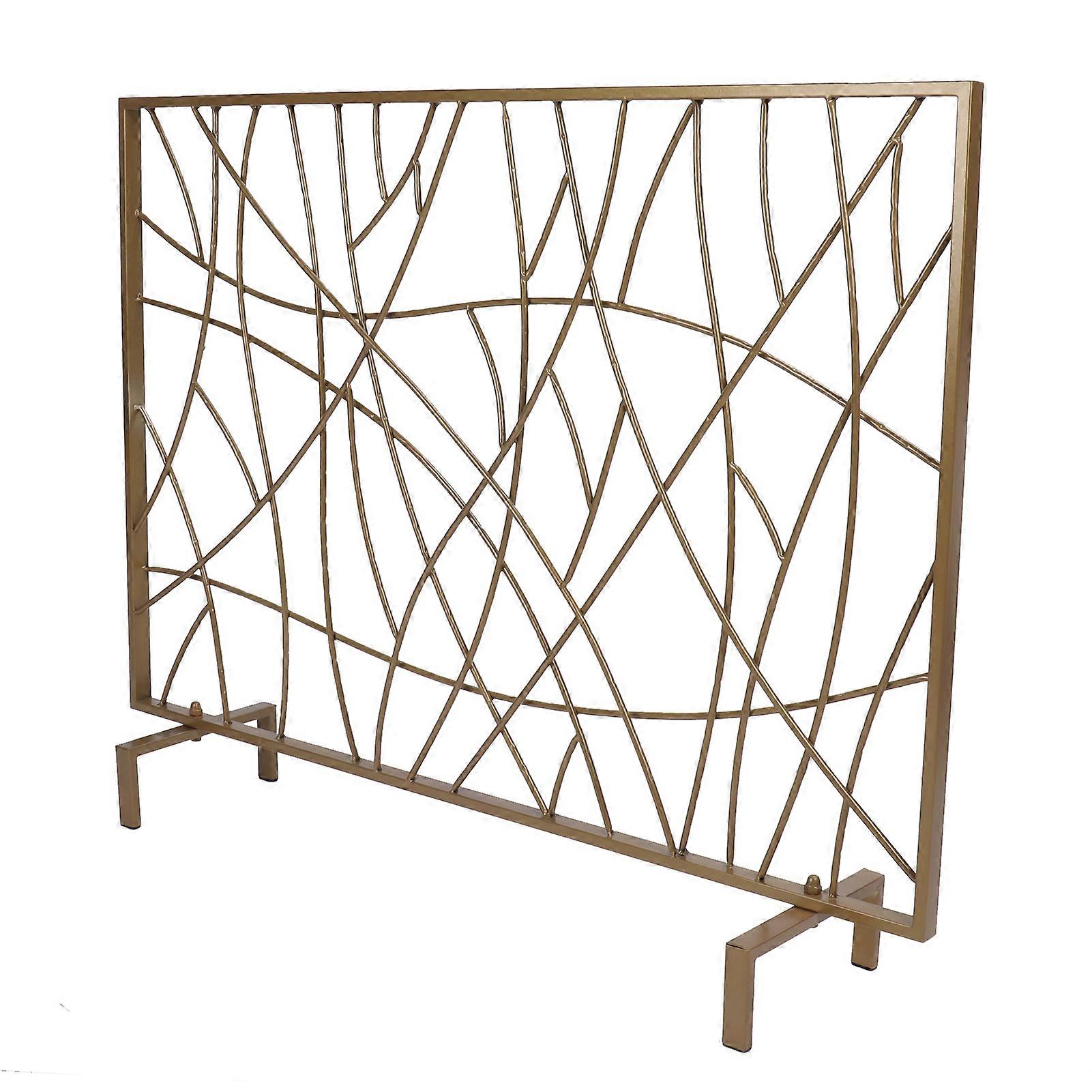 Gold Single Panel Iron Fireplace Screen Modern Style Fire Screen Fireplace Protector for Living Room Decor
