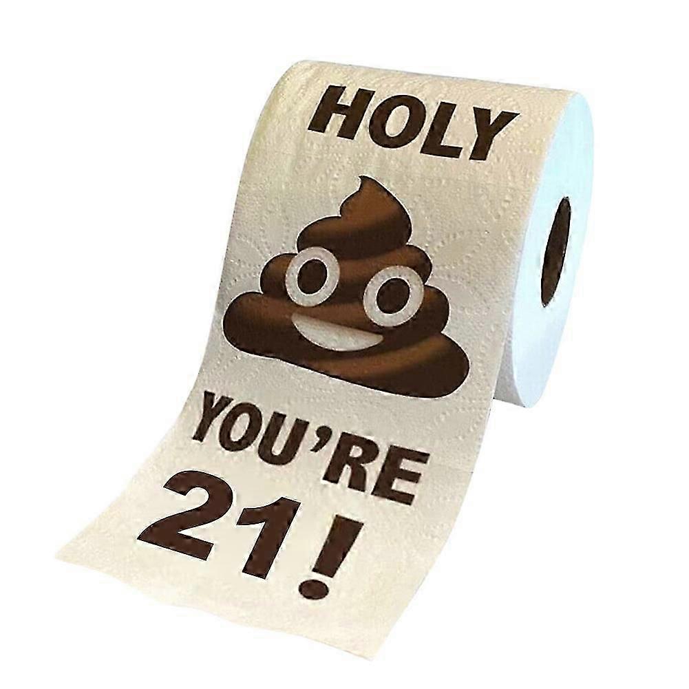 Shibingsheng Printed TP Poop Face Emotion Toilet Paper Strong Water Absorption Funny Toilet Paper Roll 160 Sheets Present for Family Birthday