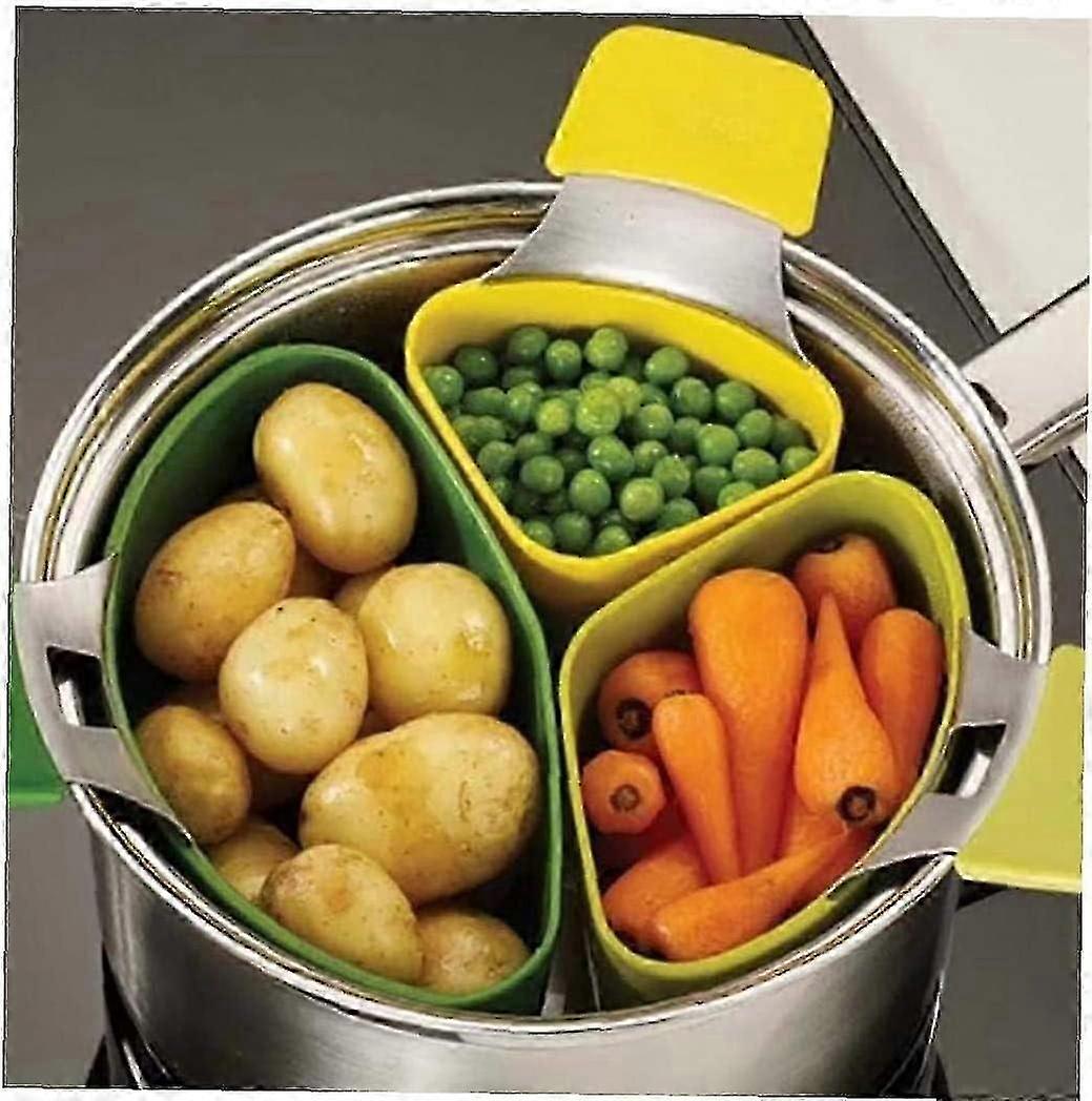 Triple divider for saucepan - silicone nest steaming basket set