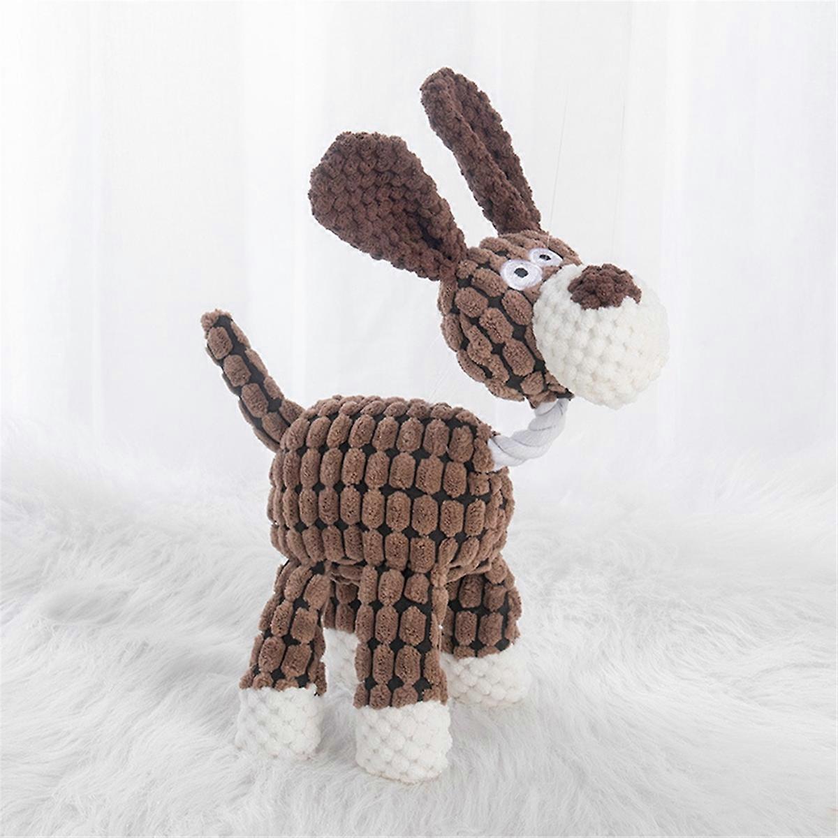 Pet Toys, Donkey-Shaped Corduroy Chew Toys, Plush Teething Dog Toys,A
