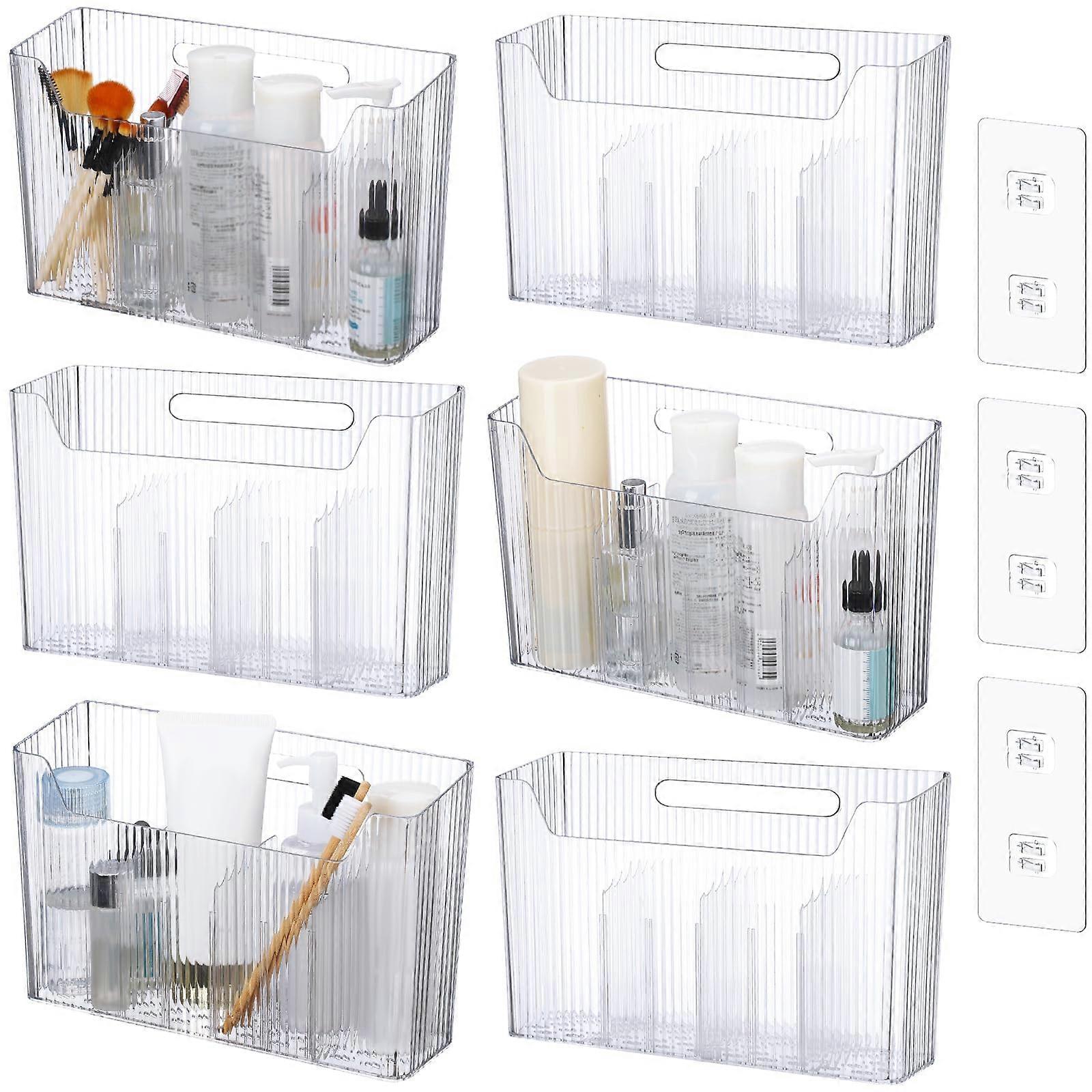 6 Pack Clear Cabinet Door Organizer Bins for Kitchen Storage