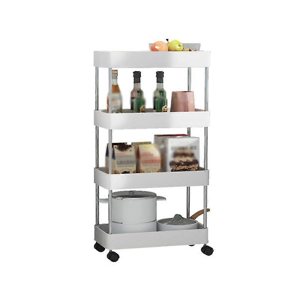 Kitchen Storage Rack with Wheels - Layered Floor-Standing Storage Rack for Cookware and Kitchen Supplies, Multi-Tier Design