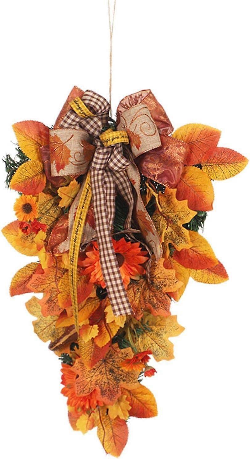 Artificial Flower Wreath for Thanksgiving Fall Festival Decor