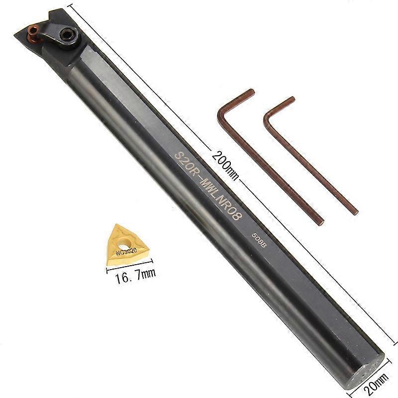 S20R-MWLNR08 20x200mm CNC lathe turning tool boring bar clamp with 1WNMG0804 insert