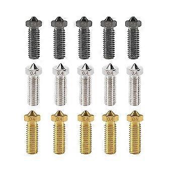 15 Stück V6 Vulkan-Düsen 3D-Edelstahl-Düse M6-Gewindedüsen 0,4 mm V6-Messing-Düsen härten