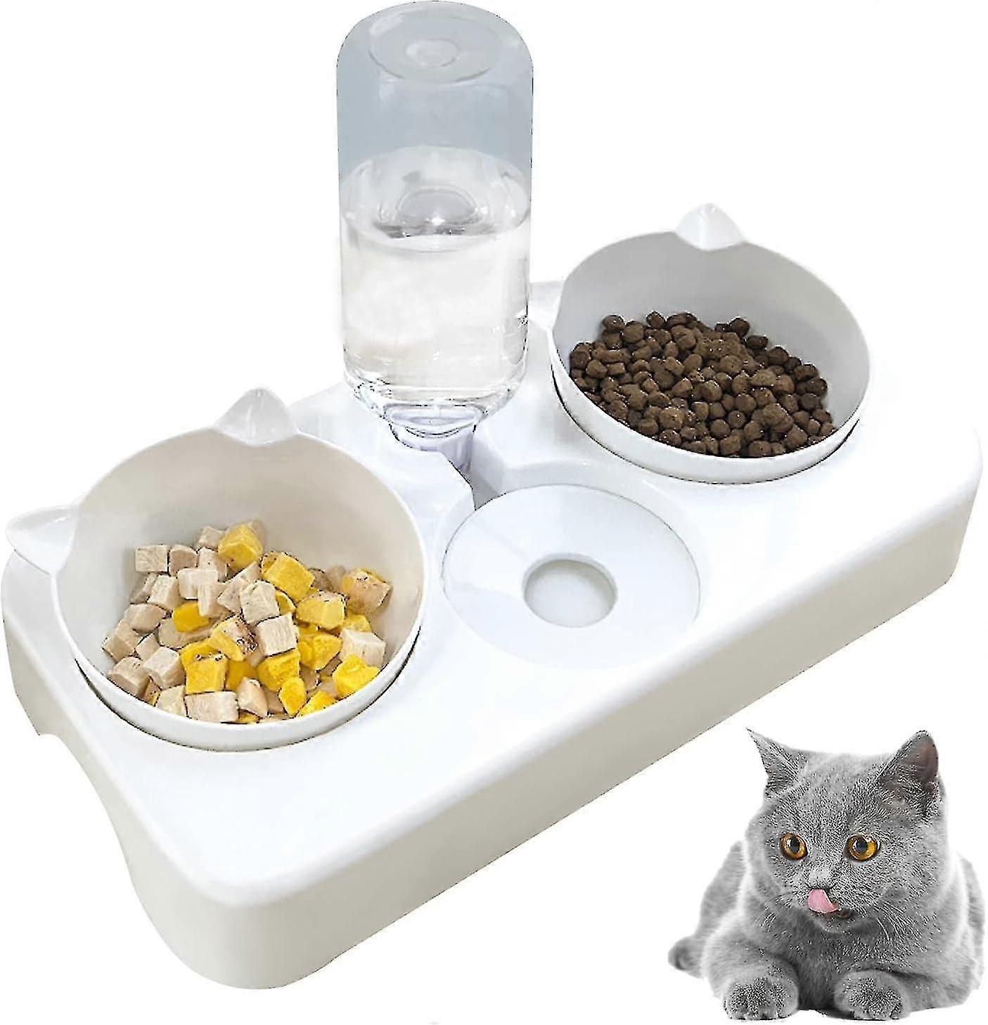 Tizzy Cat Bowls, Pet Bowl Pet Water Bowl,cat Bowl Para Water And Food 3 In 1 Automatic Water Dispenser Perfect Reclining Neck Protective For Cat And D