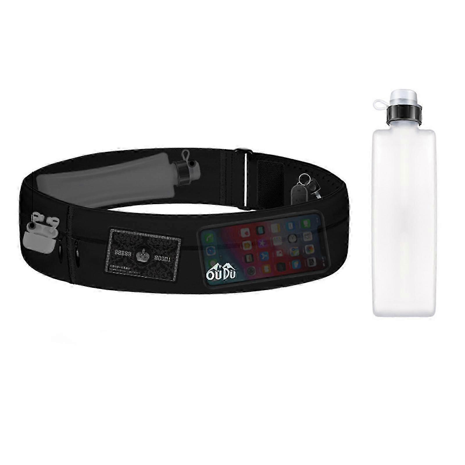 Slim Running Belt With Water Bottle - Sweatproof And Adjustable Waist Bag For Men And Women - Lightweight And Secure Design