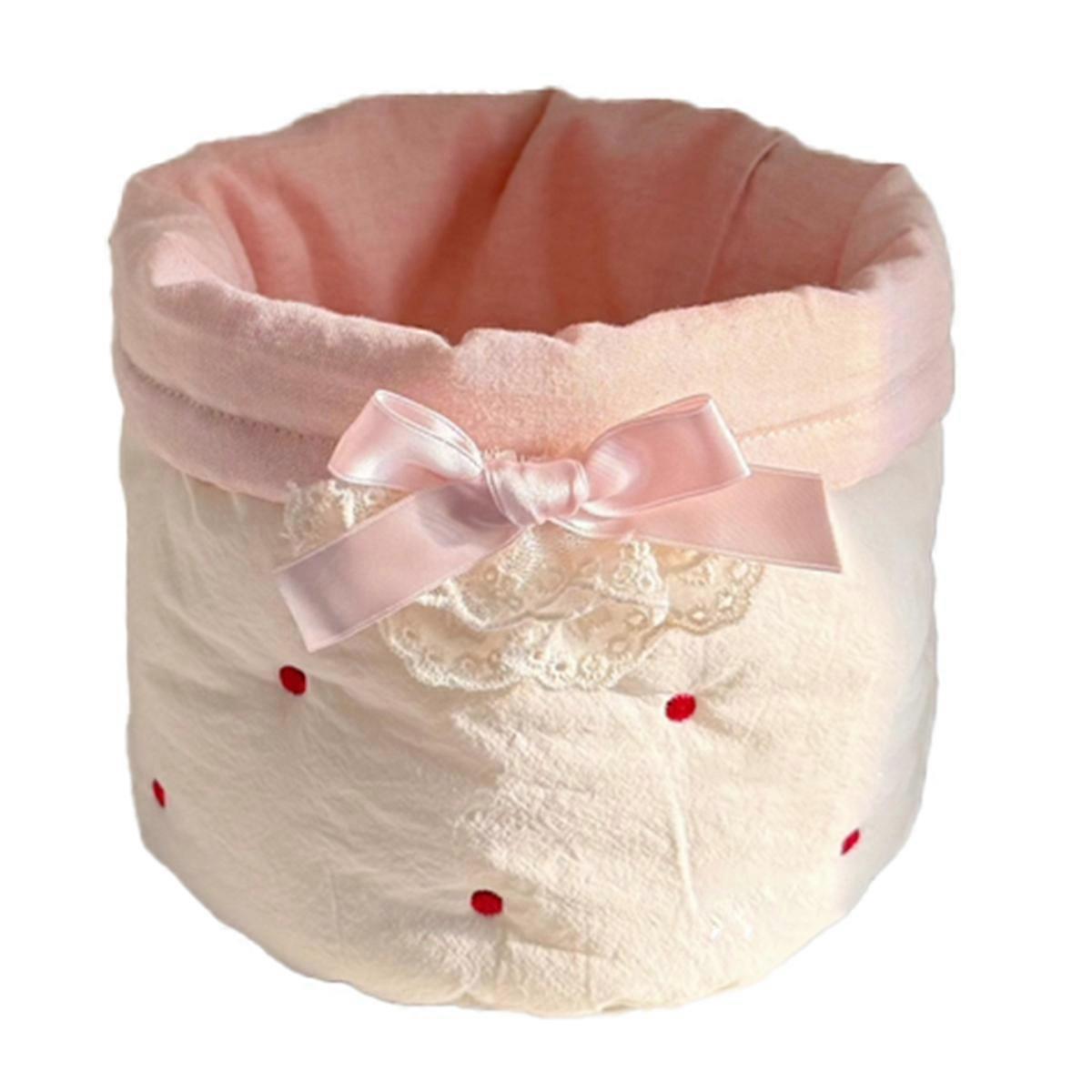 1PCS Sweet Desktop Storage Basket Cylinder Storage Basket Round Dot