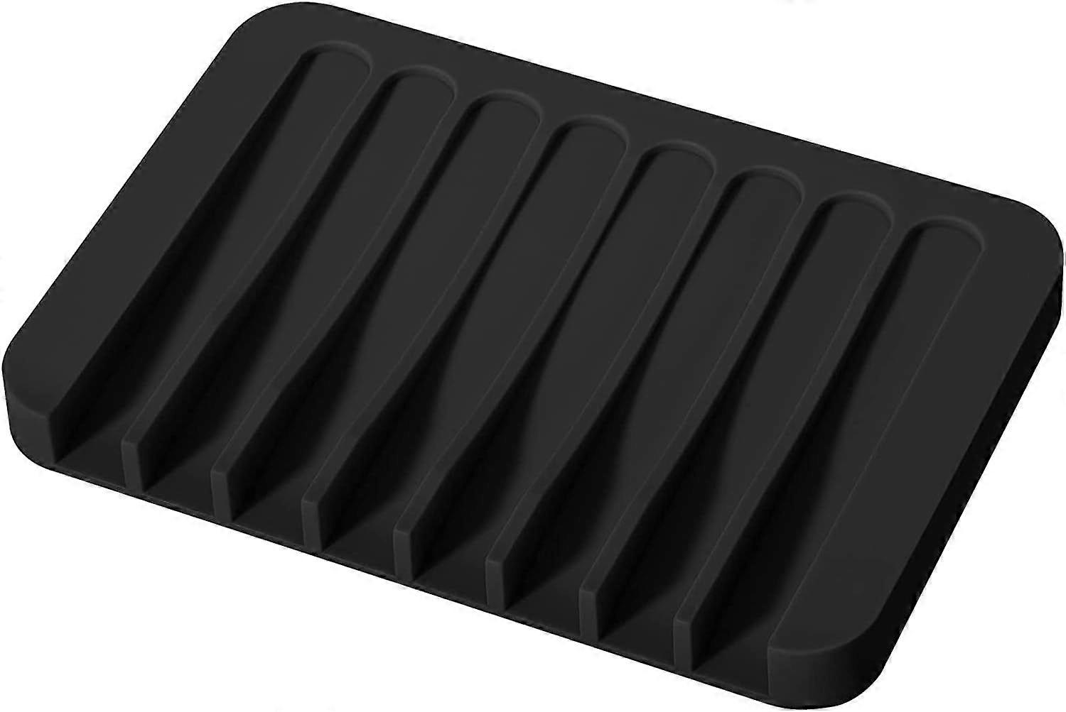 BlackSilicone Soap Dish, Solid Soap Box for Bathroom Shower, Kitchen Sink Soap Dish