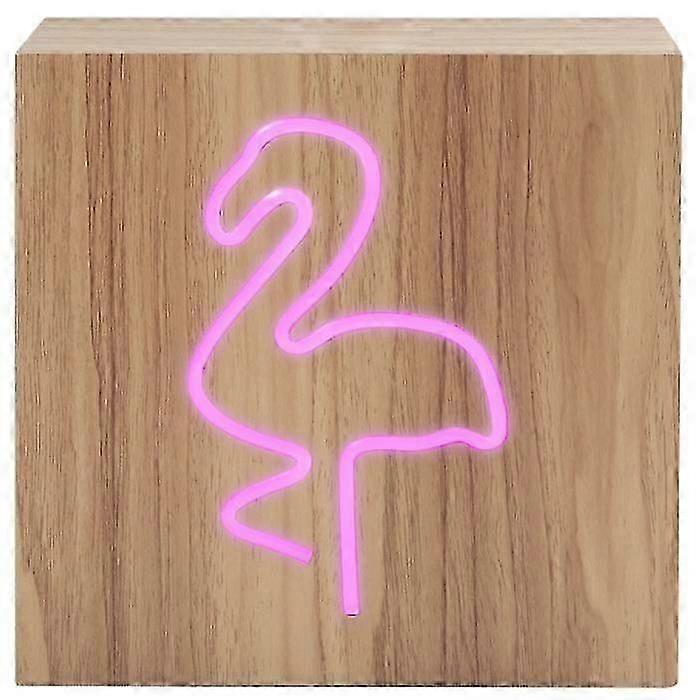BIGBEN INTERACTIVE Bluetooth-luidspreker met houten neonflamingo, maat L