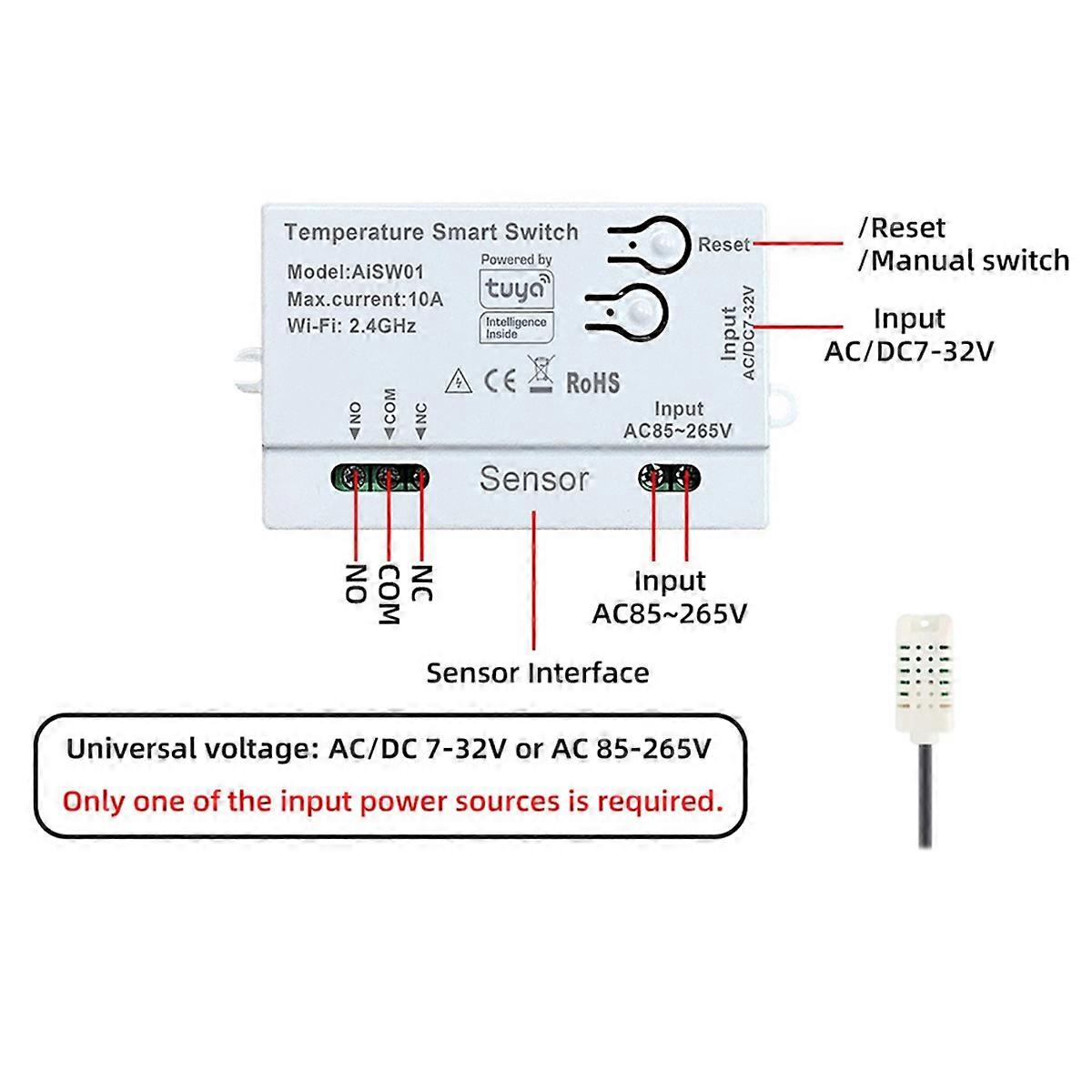 Tuya Temperature Humidity Switch Sensor WiFi Temperature Humidity ...