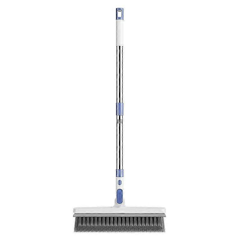Floor Scrub Brush with Adjustable Handle, VShaped Bristles, 45Degree Angle Design for Tile and Grout Cleaning, White and Blue