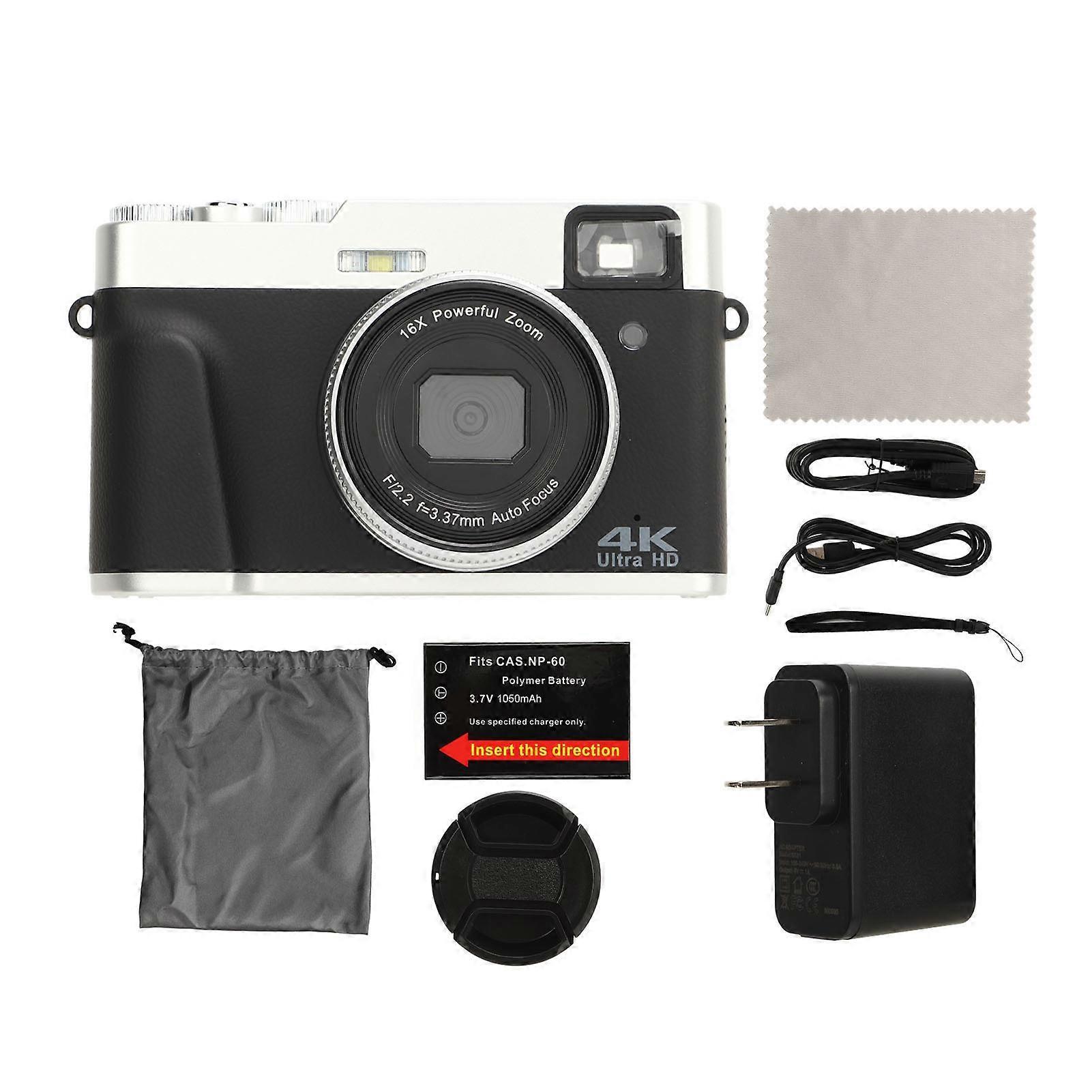 48MP Retro 4K Digital Camera - Compact Vlogging Camera with 3.5" HD IPS Screen