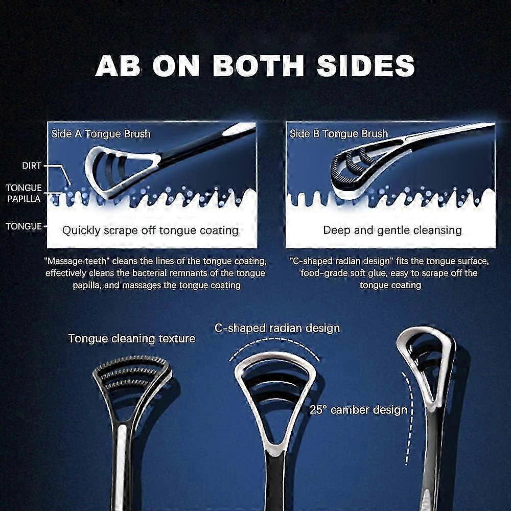 Tongue Scraper, 2 Pieces Tongue Brush, Double Sided Tongue Scraper, Tongue Brush, Tongue Scraper for and Freshening Breath Removing Tongue Coating