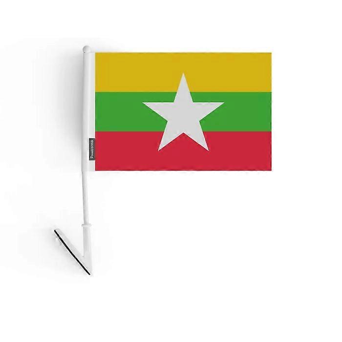Adhesive Flag - Multicolored - Myanmar - 14 x 21 cm - 10 pieces - Durable Polyester