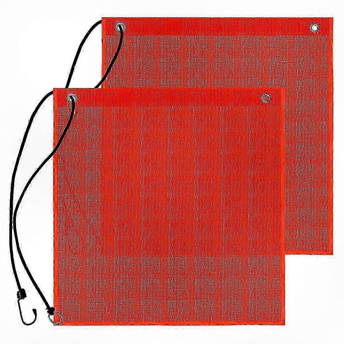 Safety Warning Flag for Trucks Vinyl Coated Mesh 18x18inch with Reinforced Grommets, Ideal for Trailers, Pack of 2
