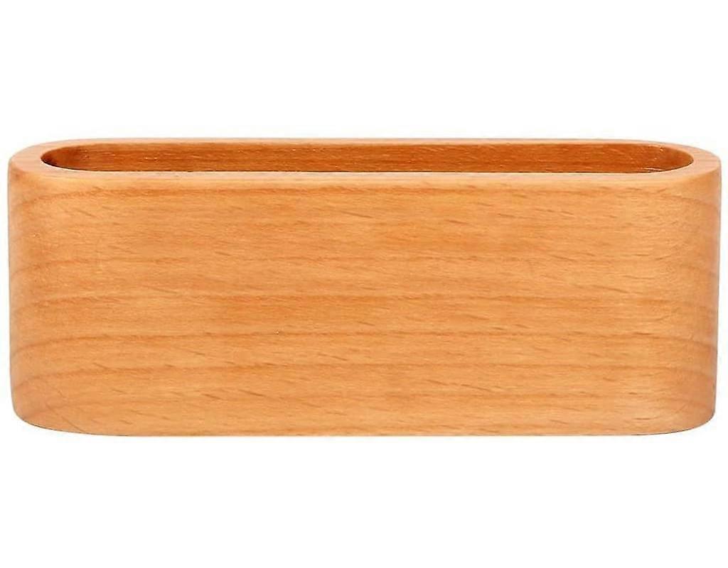 Wooden business card holder with a compartment for name cards and a stand for desk and worktop