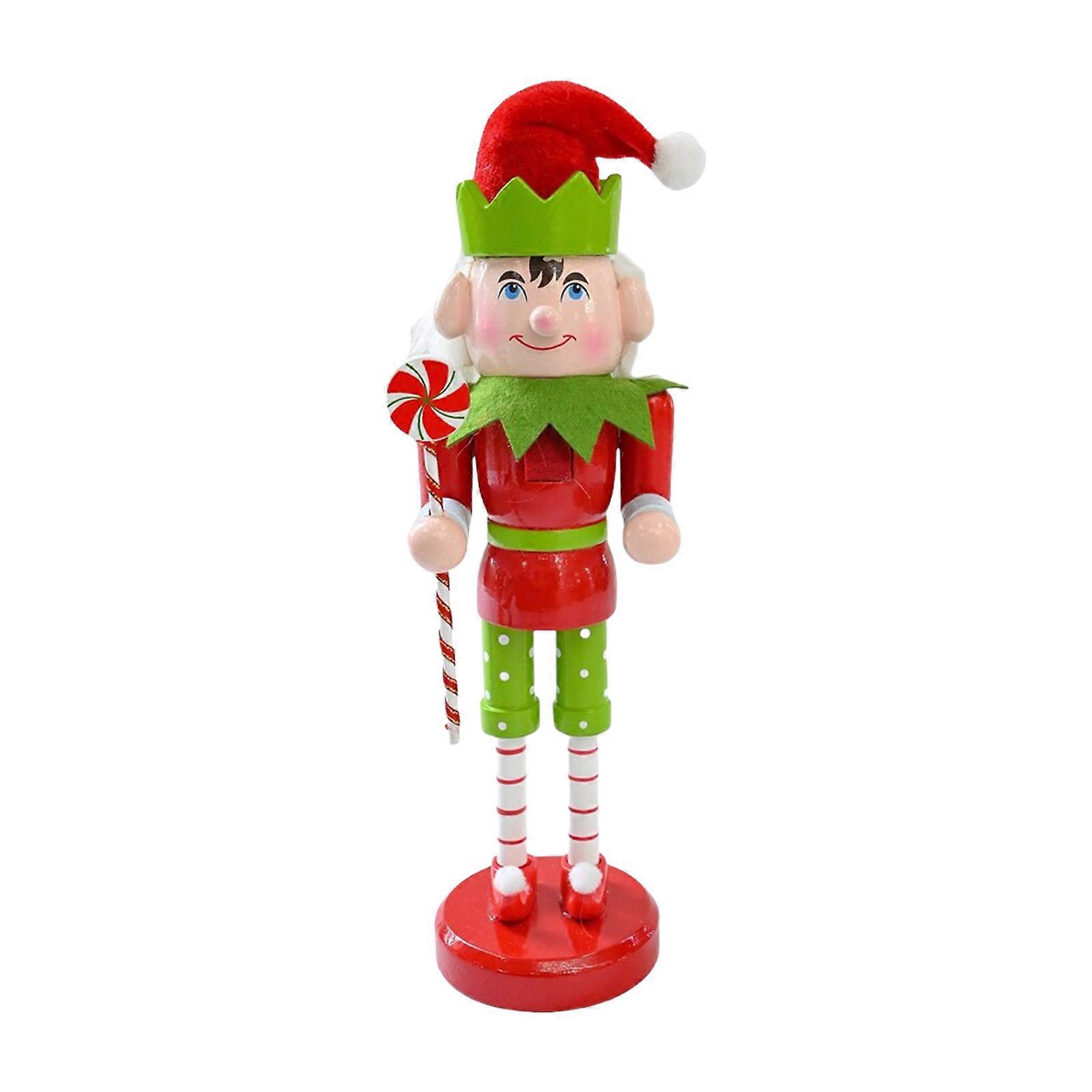 25cm Handmade Wood Nutcrackers Figurine for Office Display Handmade Desktop Ornament Stylish Tabletop Statue Decoration