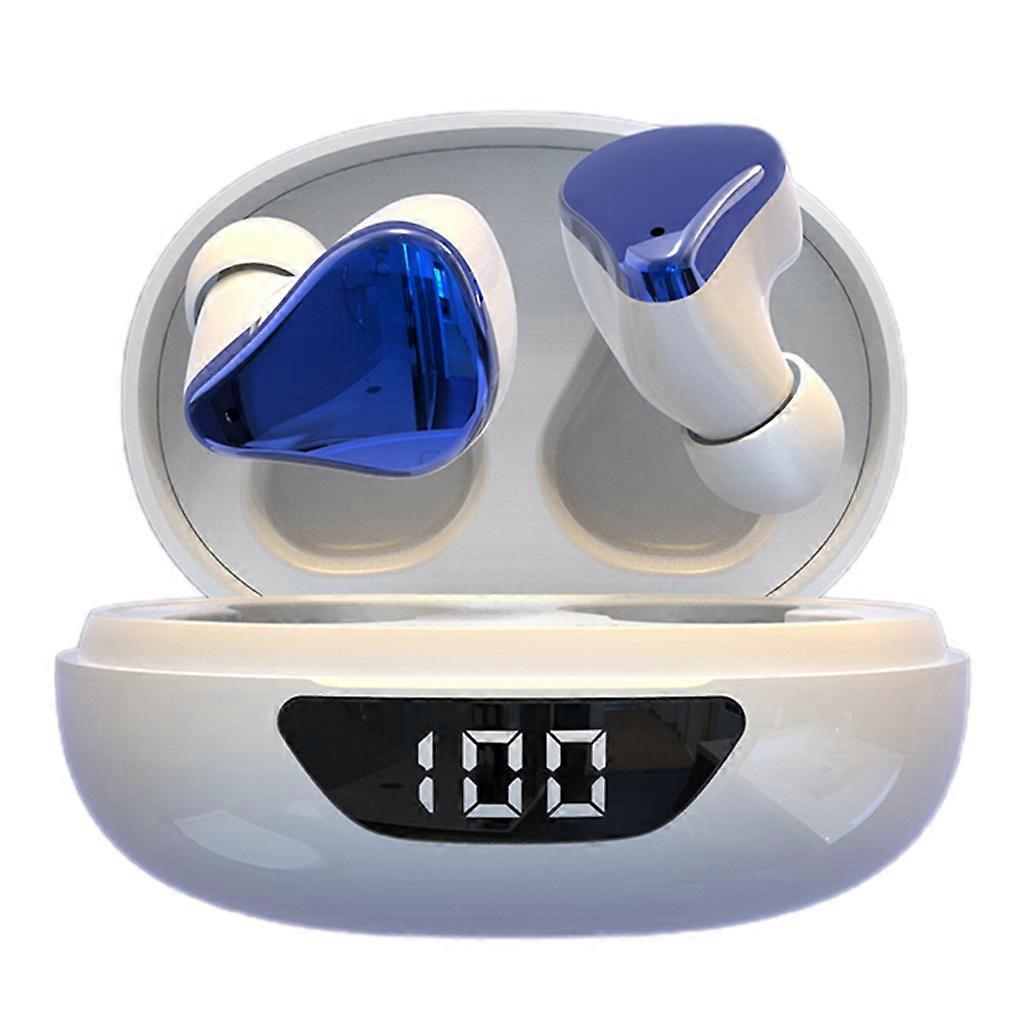 Headphones with Intelligent LED Power Indication Ear Buds IPX 6 Dual Channel Wireless Headphone Bluetooth-Compatible White blue