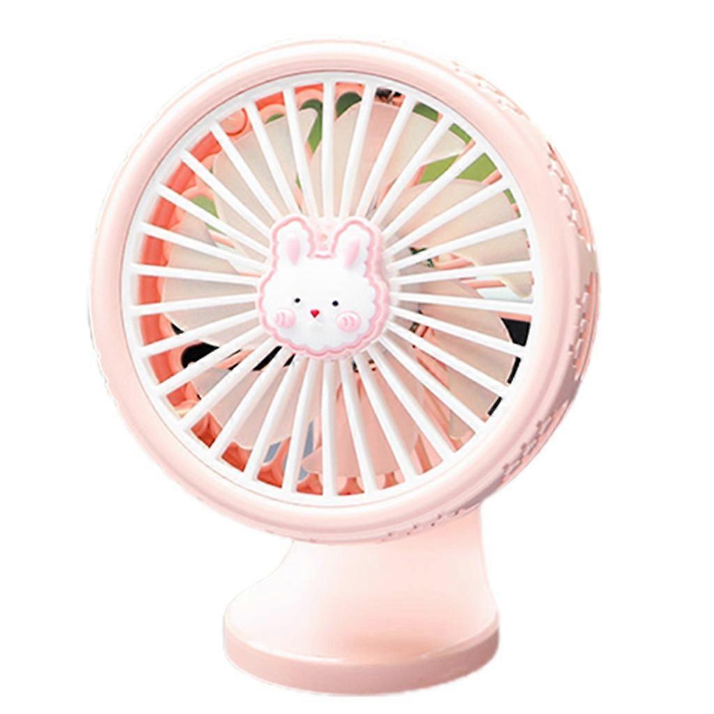 Mini Car Fan Table Fan with Super Quiet, 3 Modes Free Rotation Personal USB Fan for Outdoor Vehicle Indoor Gym Treadmill  Pink bunny