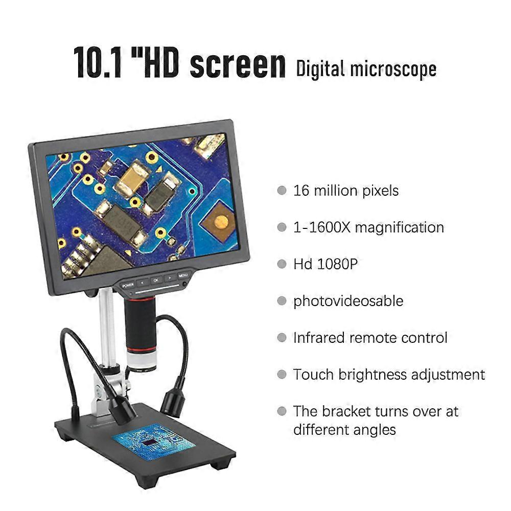 10.1-inch LCD USB Digital Microscope 1080P Coin Microscope 1-1600X 16MP Touch-control Lightness with Remote Control for Plant Insect Observation Best