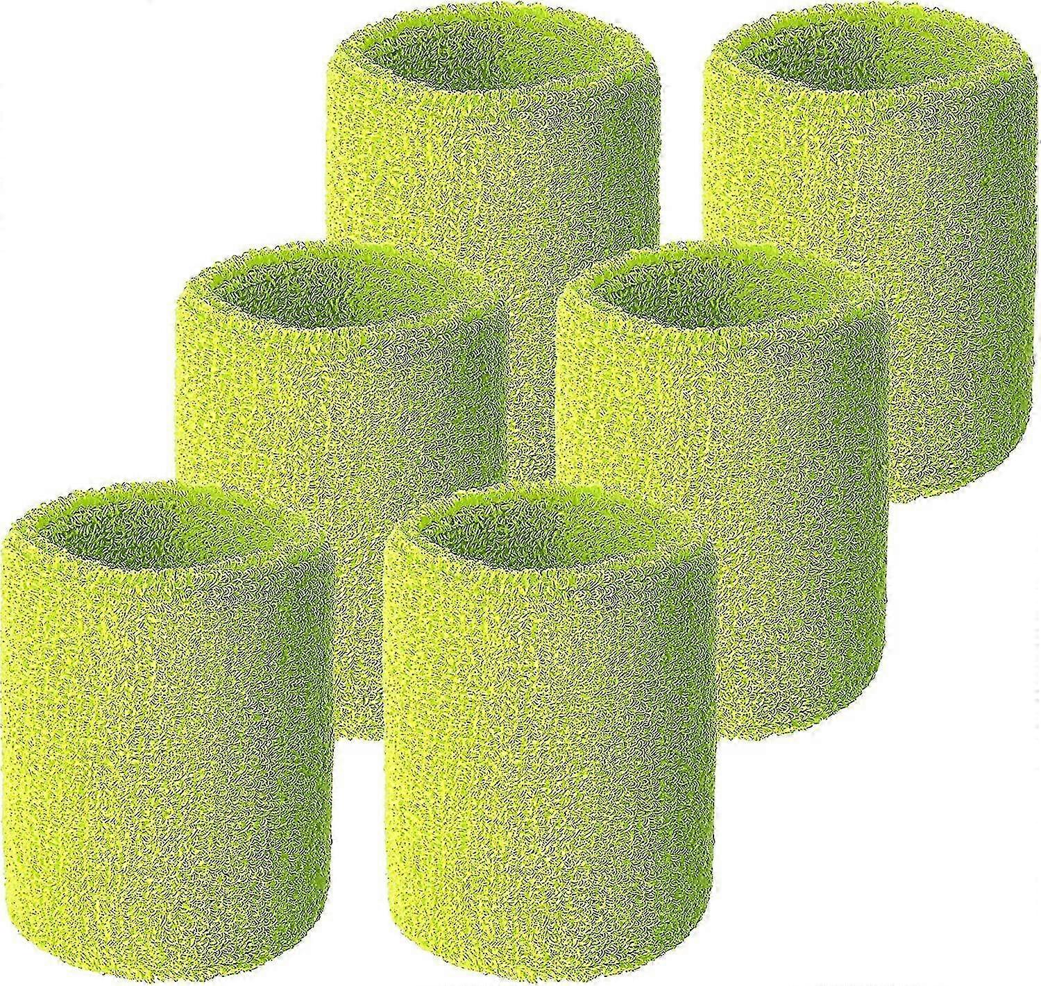 מארז 6 רצועות זיעה לפרק כף היד טניס רצועות זיעה סופגות לספורט, צהוב