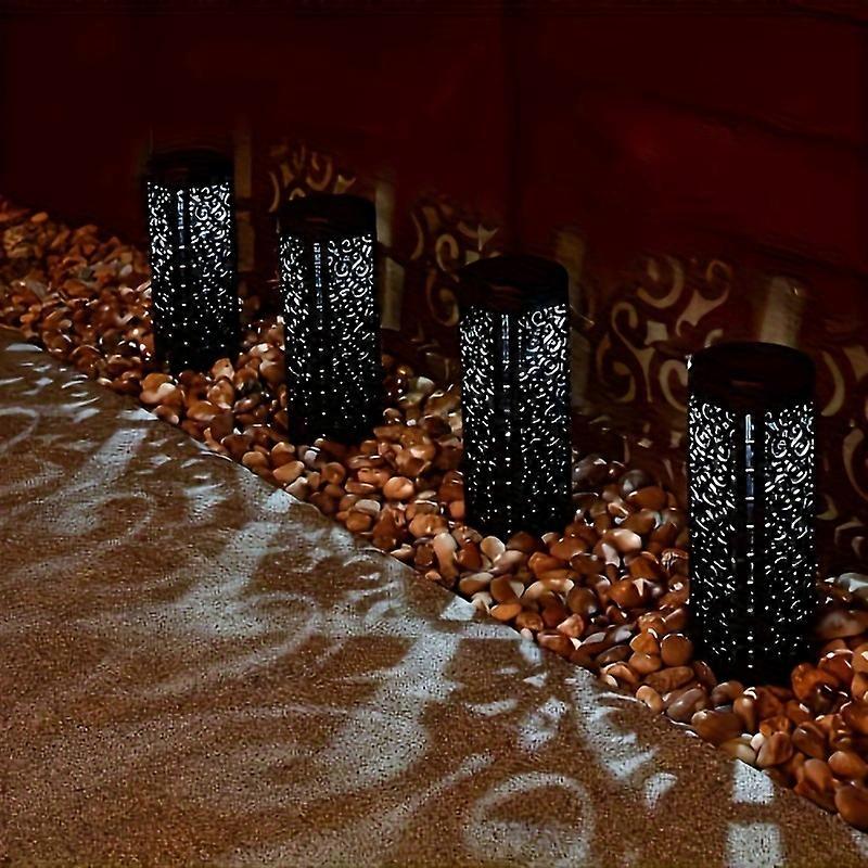 4パックソーラーガーデンライト屋外ABS中空彫刻パスライトLEDレンズエネルギー効率の高いプロン付き