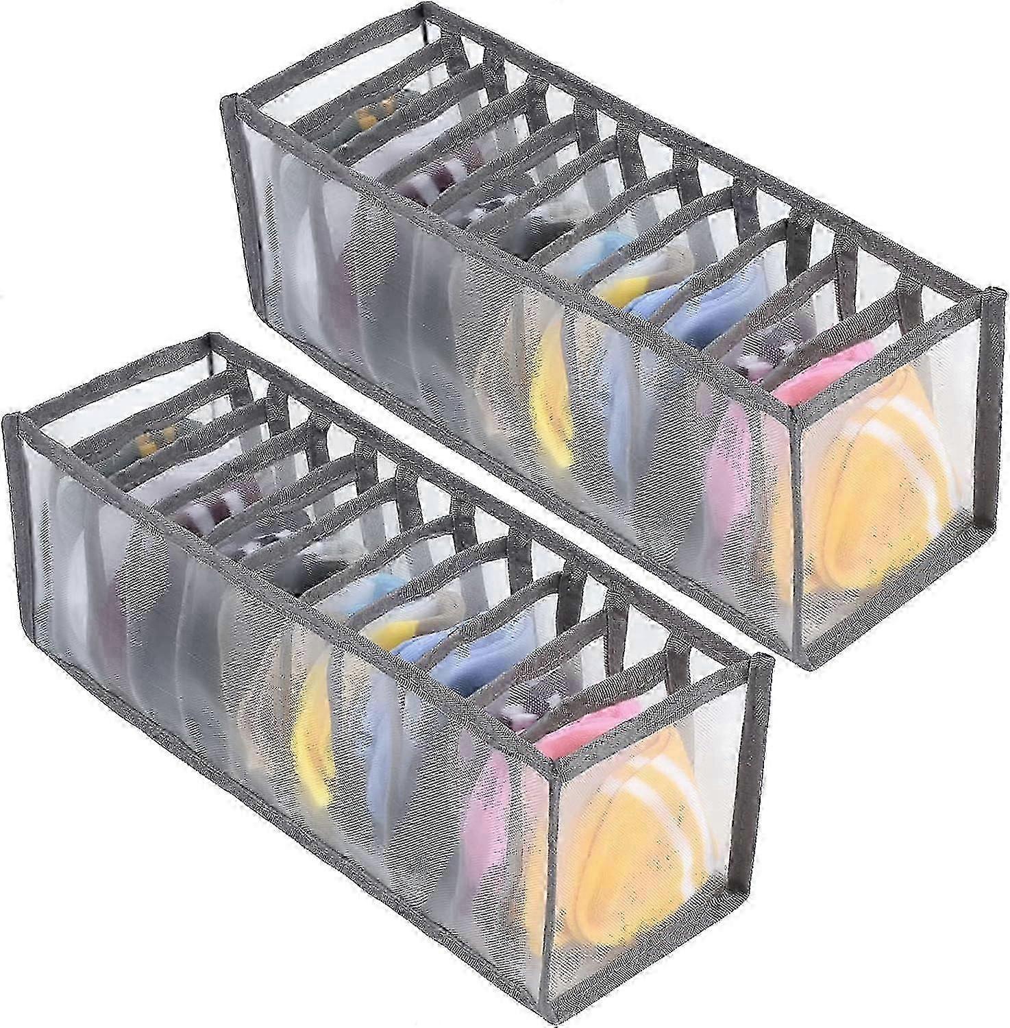 Sock Drawer Organizer, 11-Grid Foldable Storage for Clothes & Socks