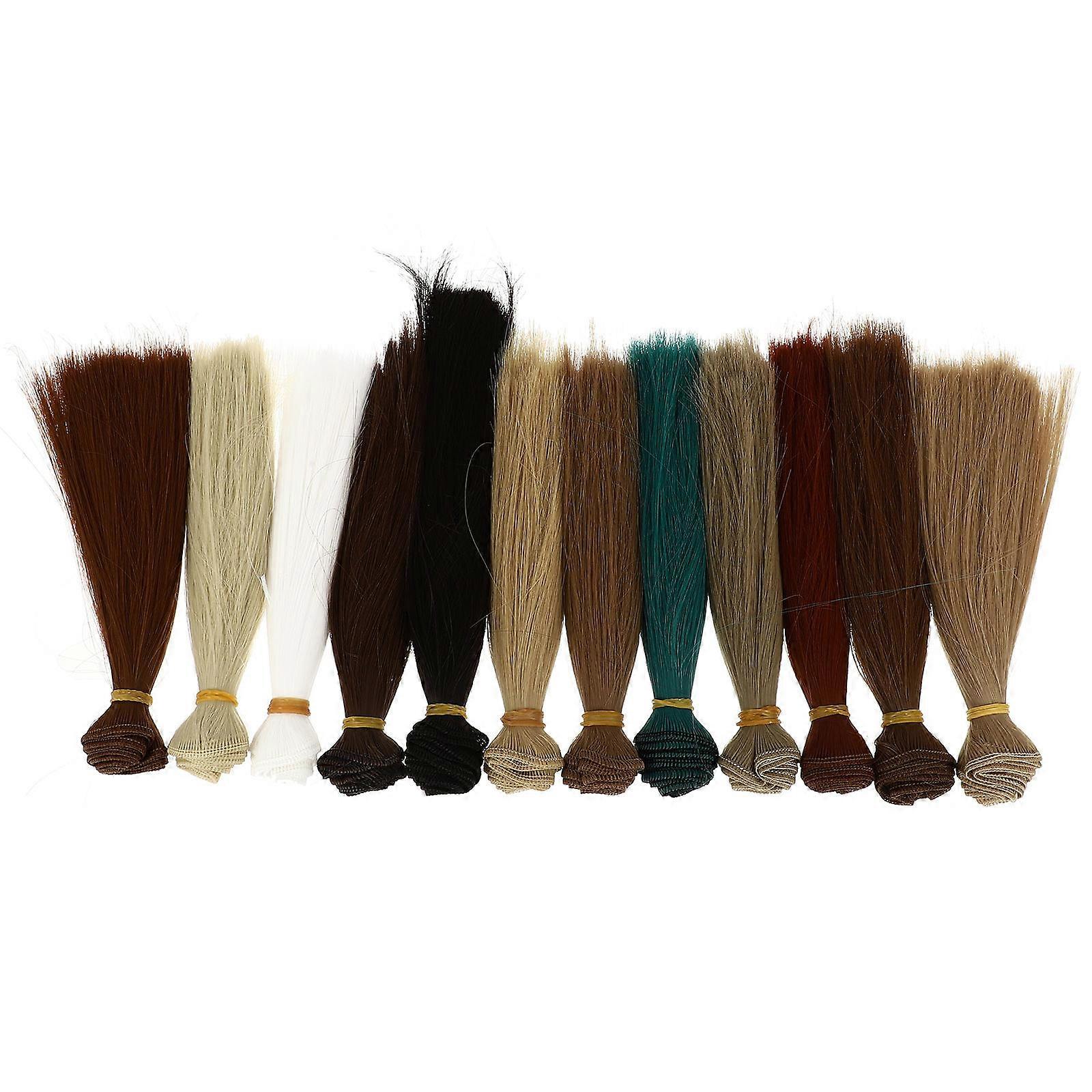 Girl Hair Accessories 12Pcs Doll Wig Straight Diy Making For Different Occasions