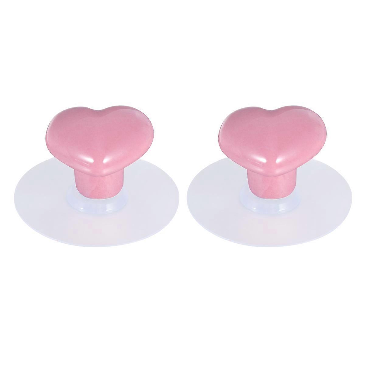 درج السيراميك سحب قلب شكل مقابض الأثاث الوردي مقبض الباب للديكور المنزلي 6.00x6.00x4.00 سنتيمتر شفط كأس هوك 1 زوج