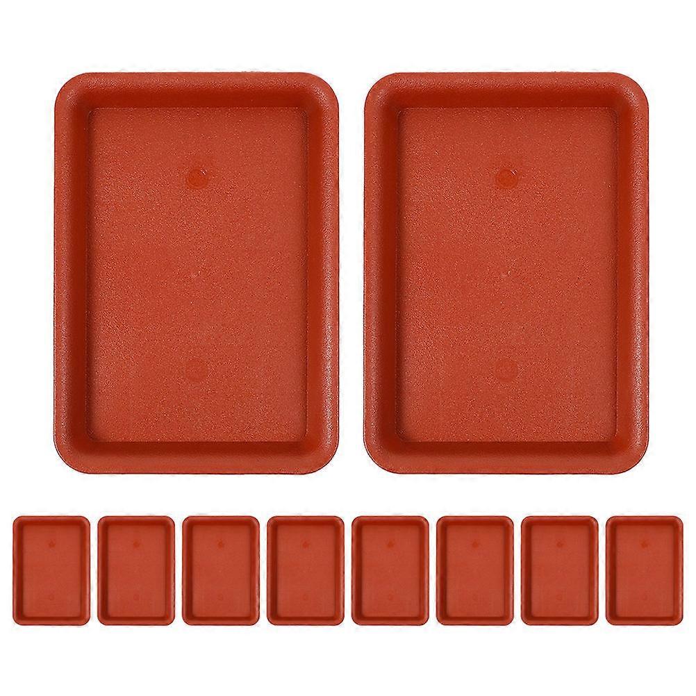 Flower Pot Saucers Rectangular Plant Saucer Plastic Indoor And Outdoor Gardening Red 22.00X15.00X2.50CM Water Catching 10Pack