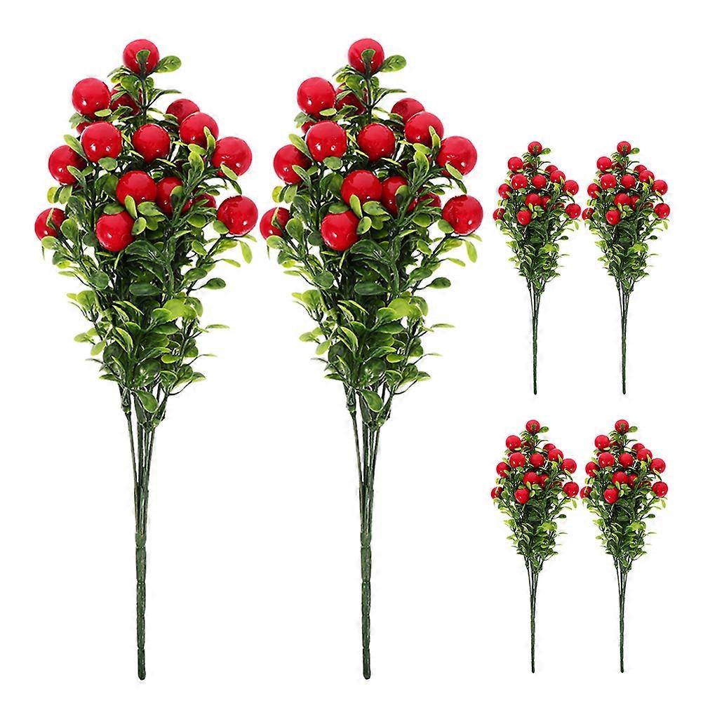 Red Cherry Fruit Stems Simulation Style Home Decor Office Environment 34.00X9.00X5.50CM Foam 6Pcs