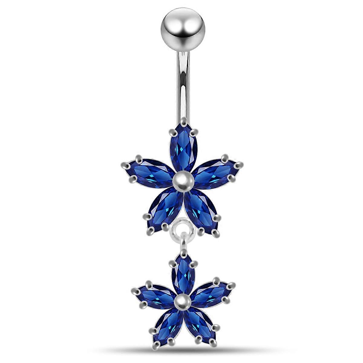 Prong Set Flower Dangling Belly Moving Ring