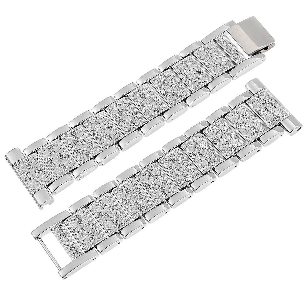 Wrist Band Strap Stylish Watchband Silver 17x2.2 Strap Replaceable 1Set