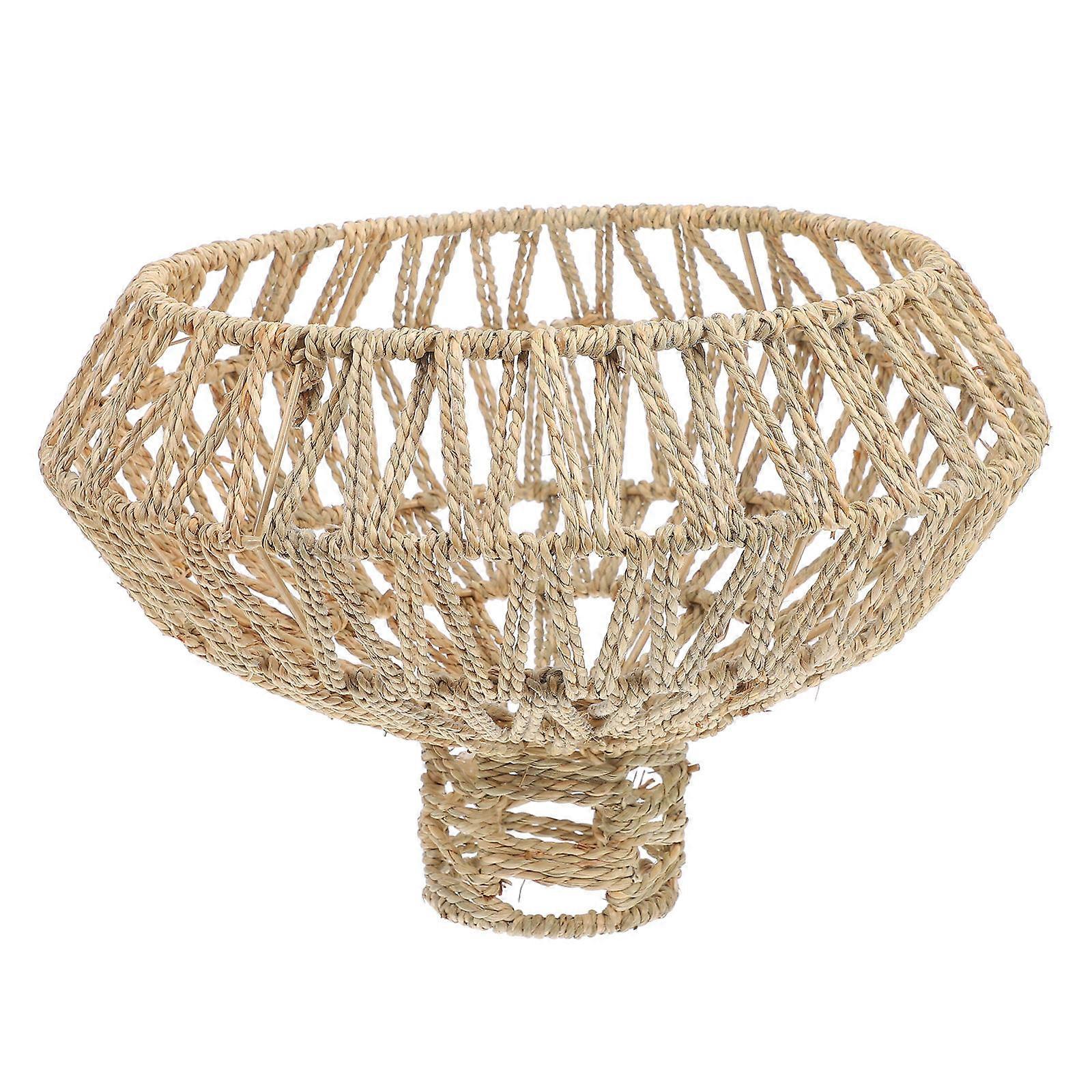 Vintage Rattan Lamp Shade Woven Lampshade For Cafe Owners Dorm Round Shape 1Pack