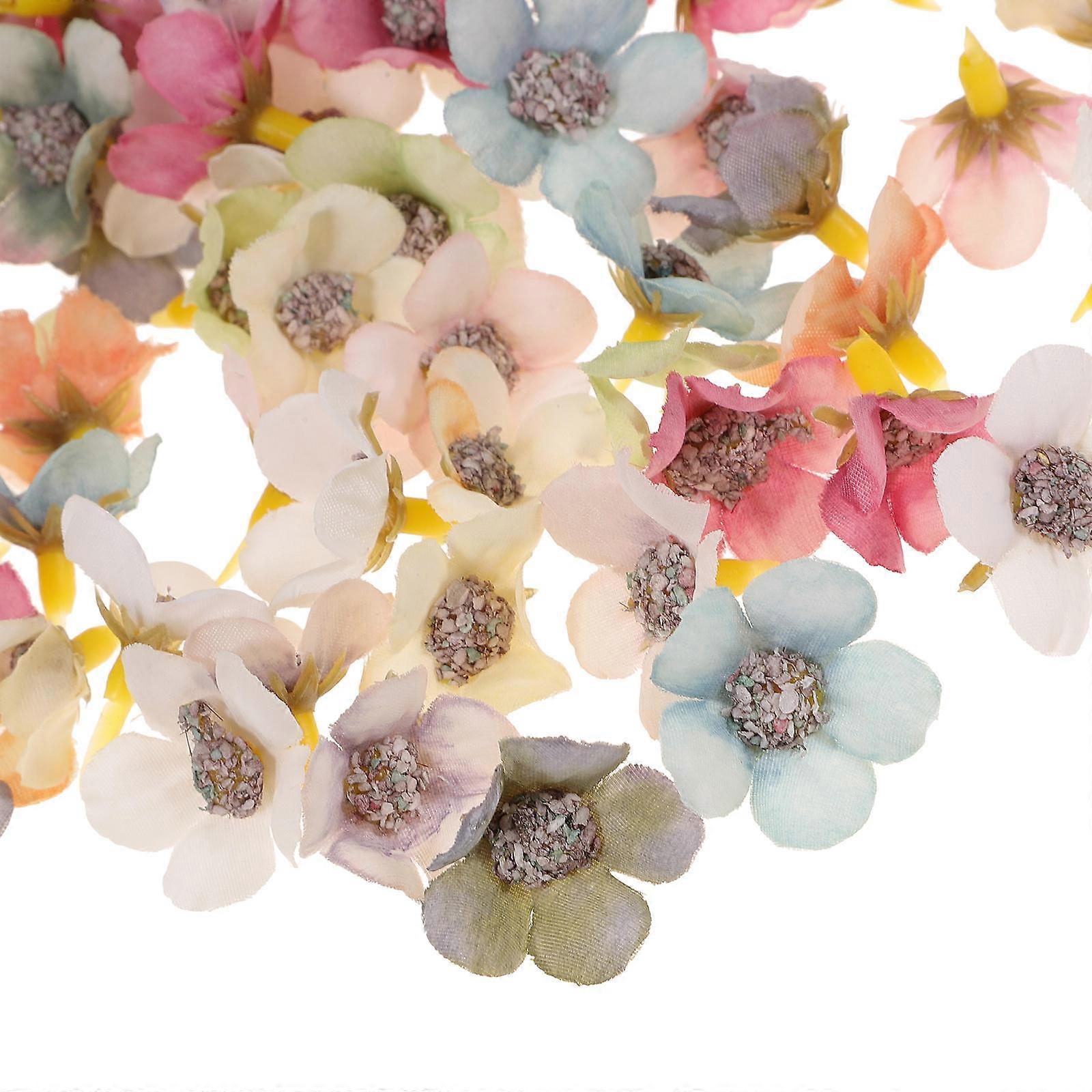 100Pcs Mini Daisy Artificial Flowers Heads for Decoration Multi Color