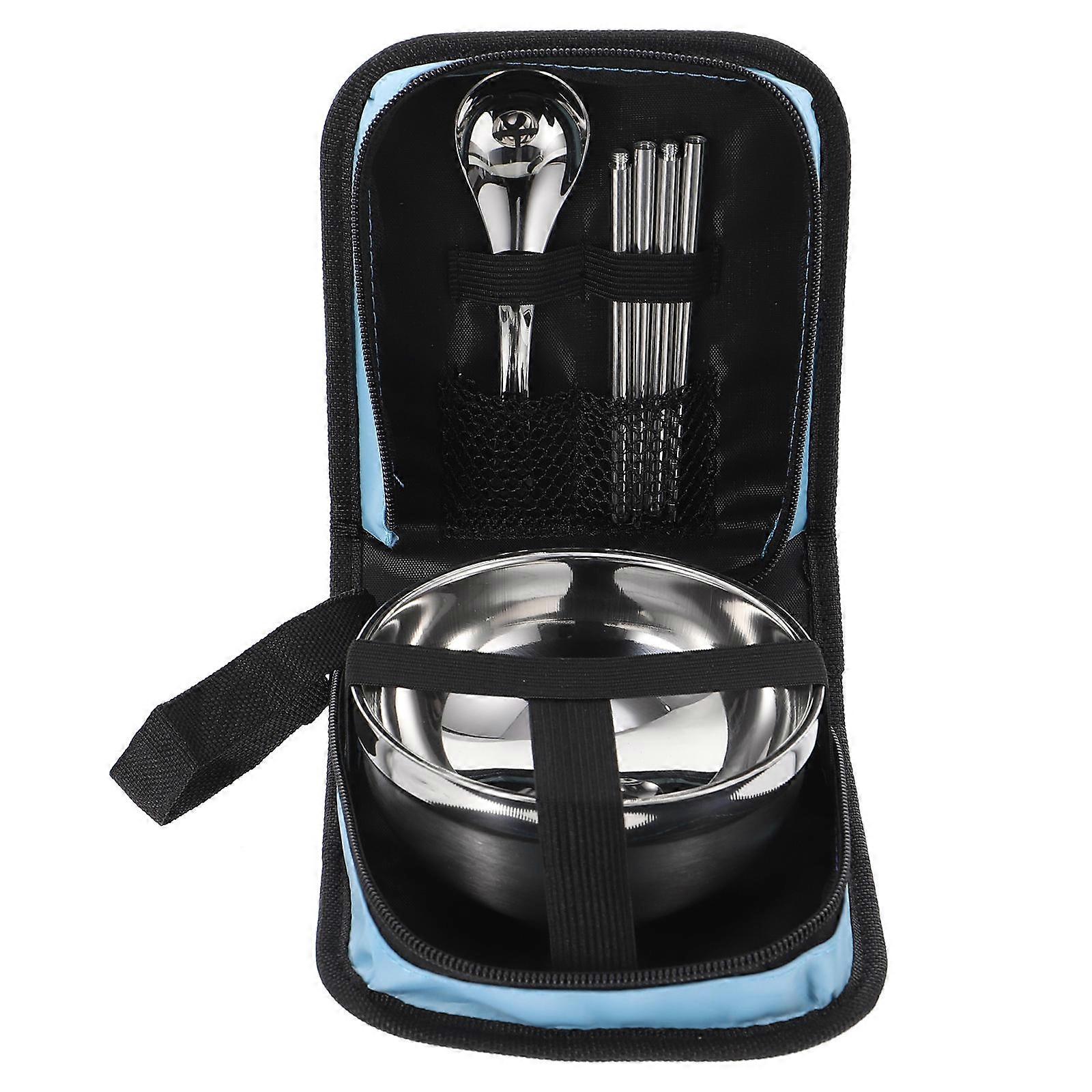 Eating Utensils Sets Portable Chopsticks and Spoons with Storage Bag for Family Use Blue 4.7X4.7X2.6in 1 Set